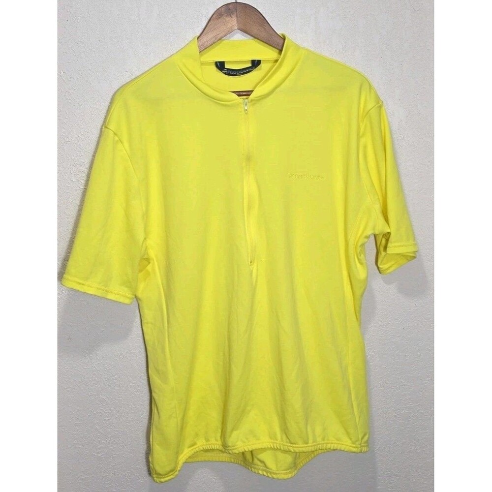 Performance Cycling Jersey Adult 2XL XXL Yellow 1/2 Zip Polyester Rear Pockets